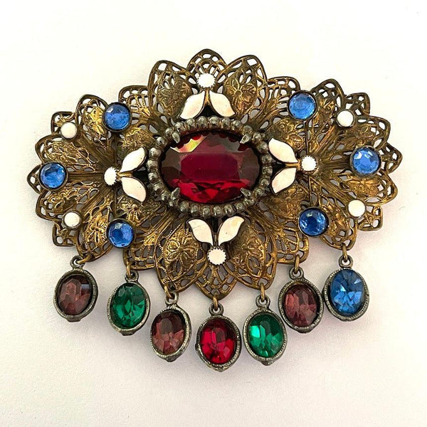 Czech 1930's Vintage Filigree Brooch-Vintageonline-Vintage Online