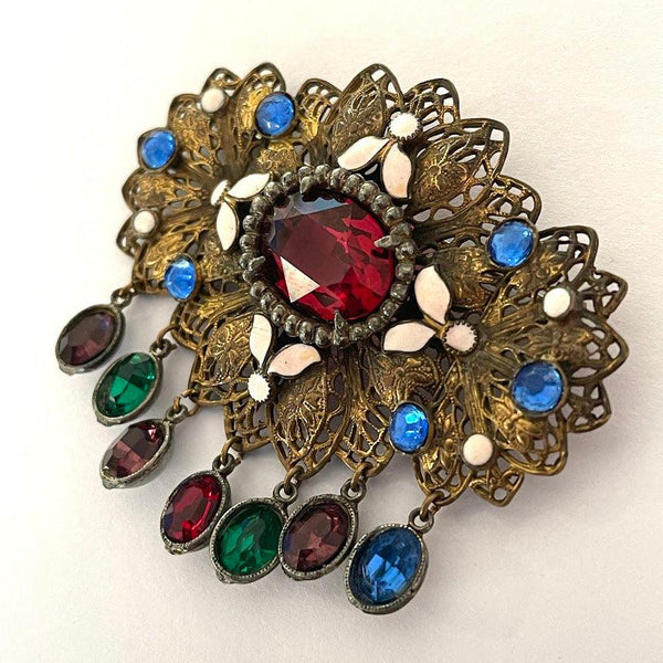 Czech 1930's Vintage Filigree Brooch-Vintageonline-Vintage Online