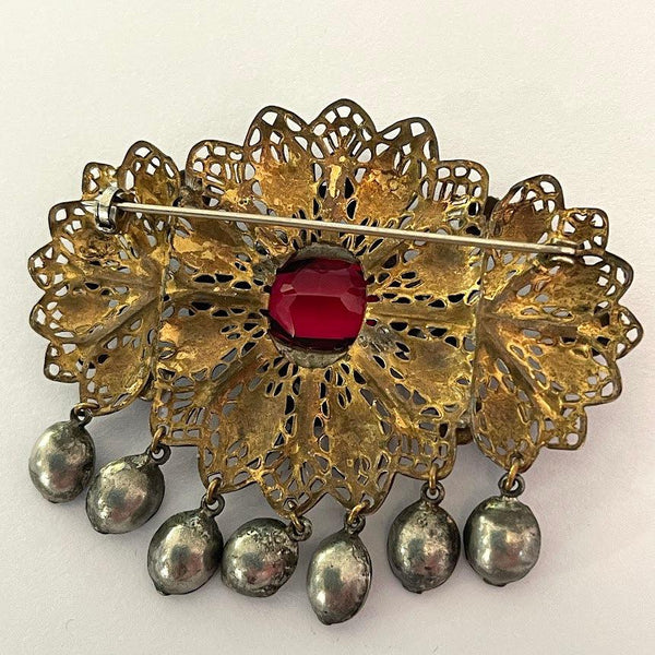 Czech 1930's Vintage Filigree Brooch-Vintageonline-Vintage Online
