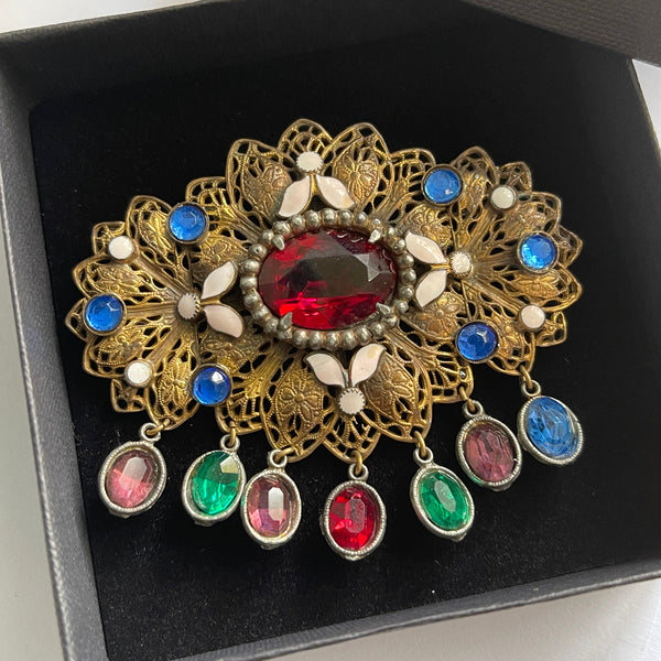 Czech 1930's Vintage Filigree Brooch-Vintageonline-Vintage Online