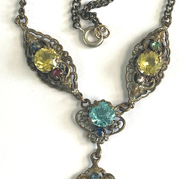Czech Filigree 30's Pendant Necklace-Vintageonline-Vintage Online