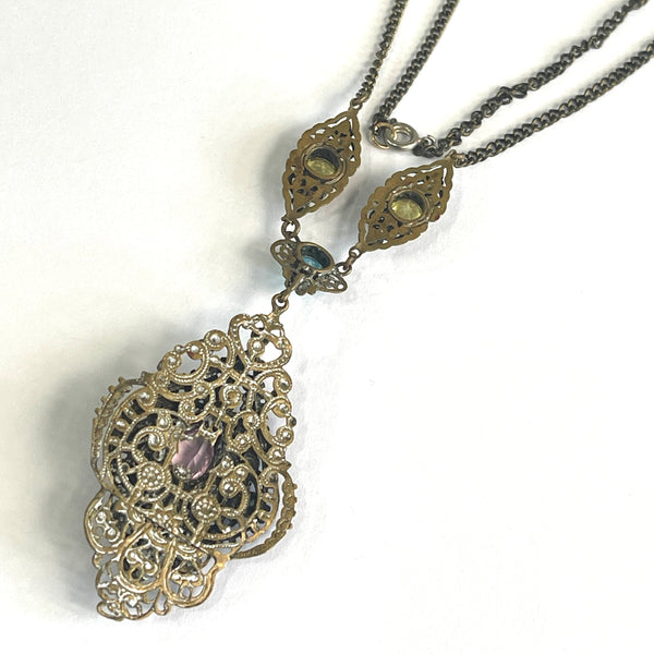 Czech Filigree 30's Pendant Necklace-Vintageonline-Vintage Online
