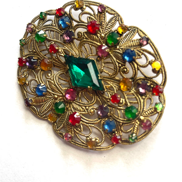 Czech Filigree Vintage Brooch-Vintageonline-Vintage Online