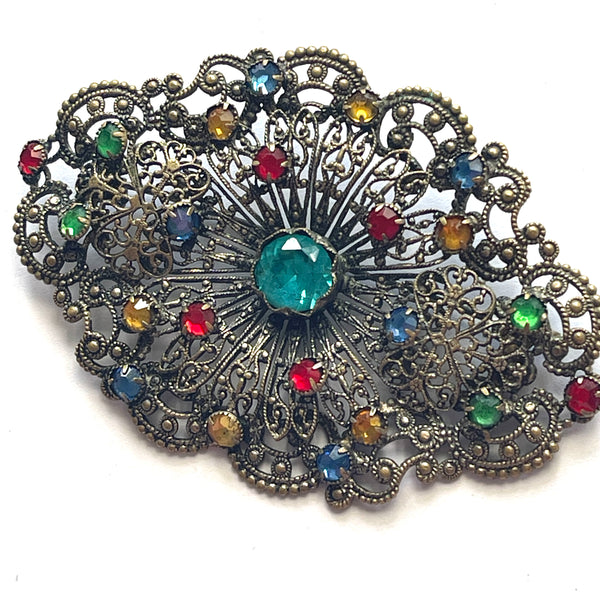Czech Filigree Vintage Brooch-Vintageonline-Vintage Online