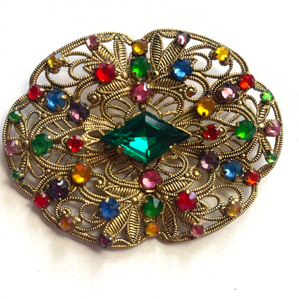 Czech Filigree Vintage Brooch-Vintageonline-Vintage Online