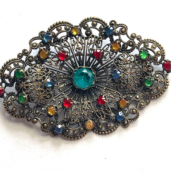 Czech Filigree Vintage Brooch-Vintageonline-Vintage Online