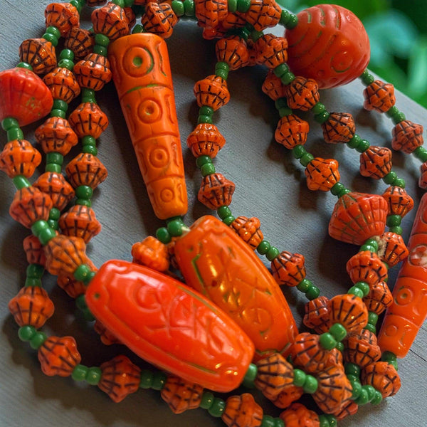 Czech Glass Egyptian Revival Vintage Bead Necklace-Vintageonline-Vintage Online