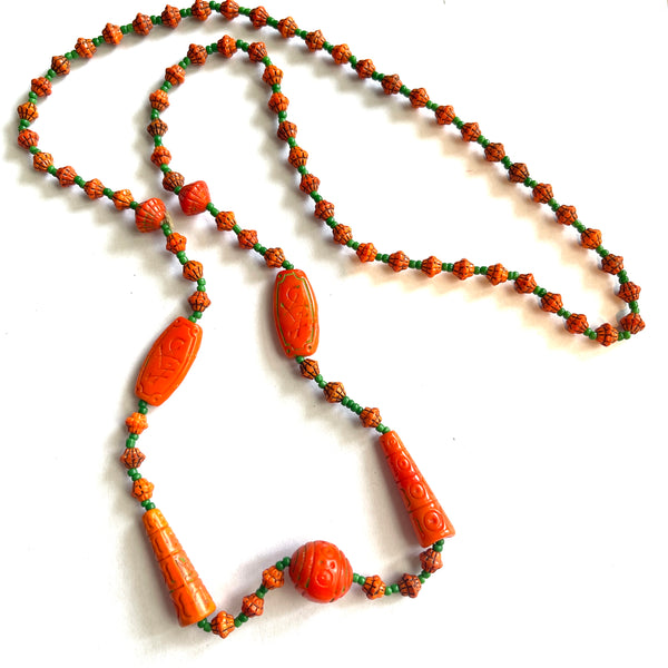 Czech Glass Egyptian Revival Vintage Bead Necklace-Vintageonline-Vintage Online
