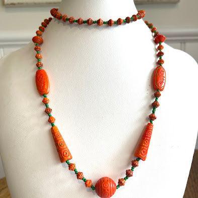 Czech Glass Egyptian Revival Vintage Bead Necklace-Vintageonline-Vintage Online
