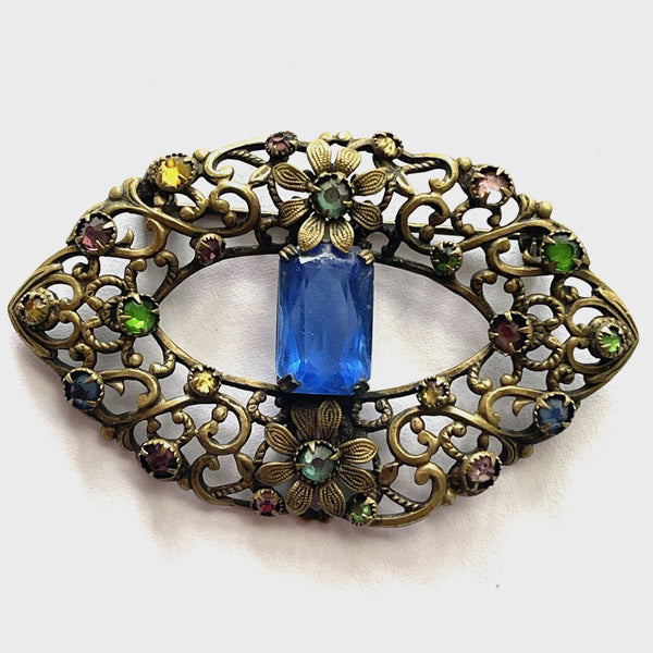 Czech Vintage 30's Filigree Brooch-Vintageonline-Vintage Online