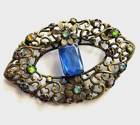 Czech Vintage 30's Filigree Brooch-Vintageonline-Vintage Online