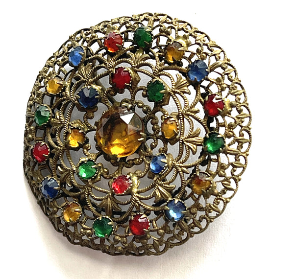Czech Vintage Filigree 30's Brooch-Vintageonline-Vintage Online