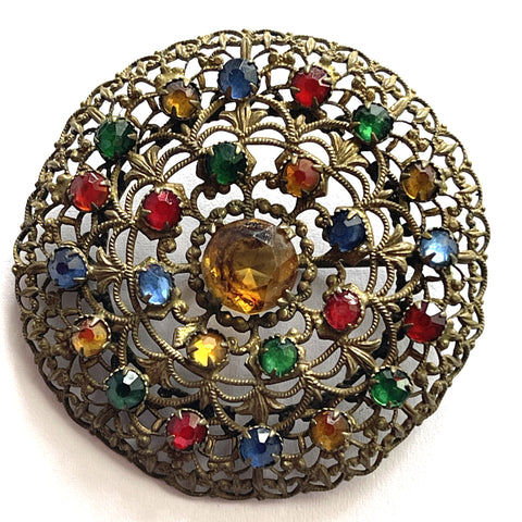 Czech Vintage Filigree 30's Brooch-Vintageonline-Vintage Online