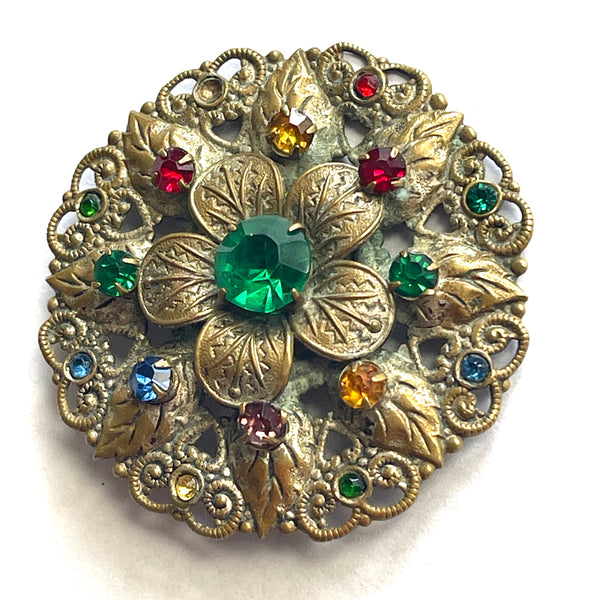 Czech Vintage Filigree Brooch-Vintageonline-Vintage Online