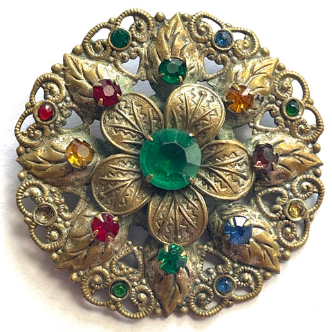 Czech Vintage Filigree Brooch-Vintageonline-Vintage Online