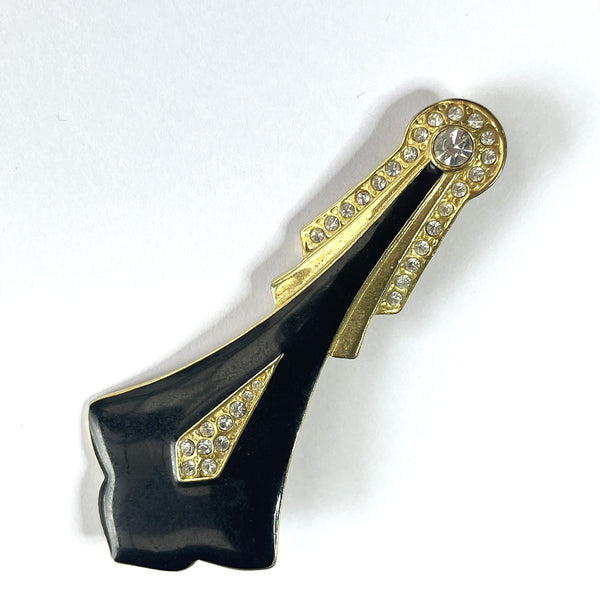 Deco Style Enamel & Rhinestone Brooch-Vintageonline-Vintage Online