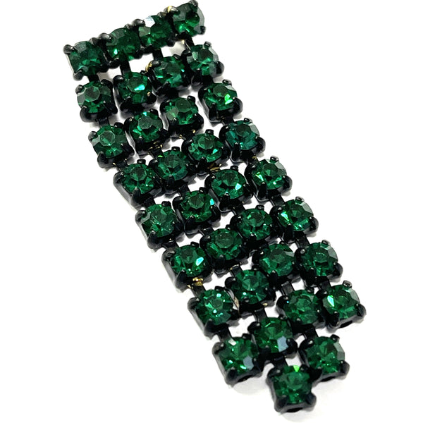 Deep Green Rhinestone DangleBrooch-Vintageonline-Vintage Online