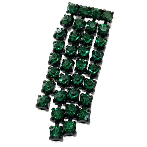Deep Green Rhinestone DangleBrooch-Vintageonline-Vintage Online