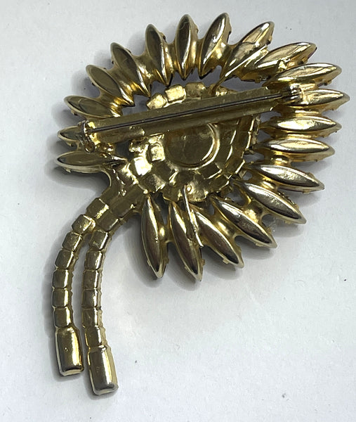 Deep Purple and Clear Rhinestone Vintage Brooch-Vintageonline-Vintage Online