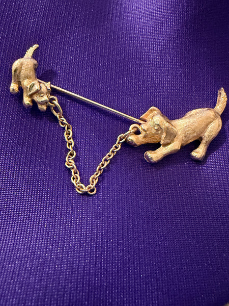 Dog & Puppy 1980's Stick Pin Brooch-AVON 1980's-Vintage Online