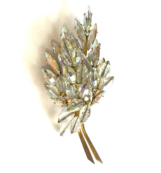 Donald Simpson Aurora Borealis Crystal & Rhinestone Mid Century Brooch-Vintageonline-Vintage Online