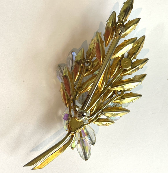 Donald Simpson Aurora Borealis Crystal & Rhinestone Mid Century Brooch-Vintageonline-Vintage Online