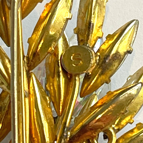 Donald Simpson Aurora Borealis Crystal & Rhinestone Mid Century Brooch-Vintageonline-Vintage Online