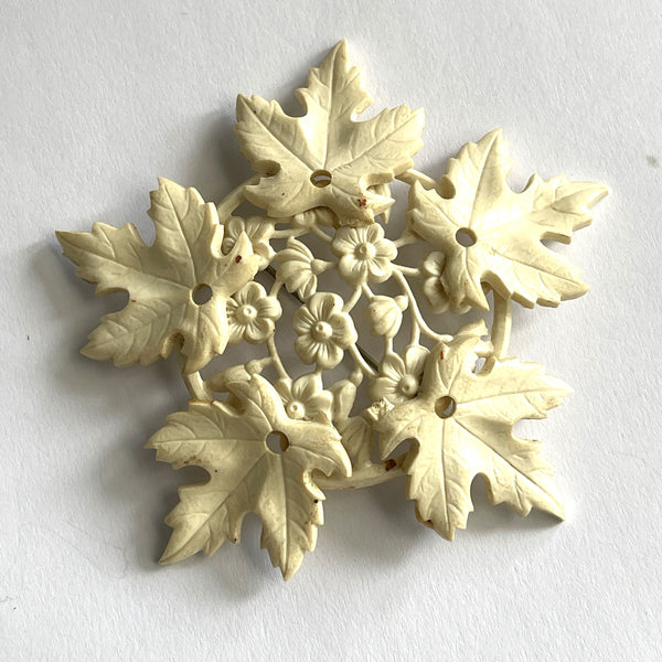 Early Plastic Mid Century Floral Leaf Brooch-Vintageonline-Vintage Online