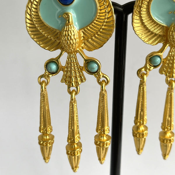 Egyptian Style Drop Earrings-Vintageonline-Vintage Online