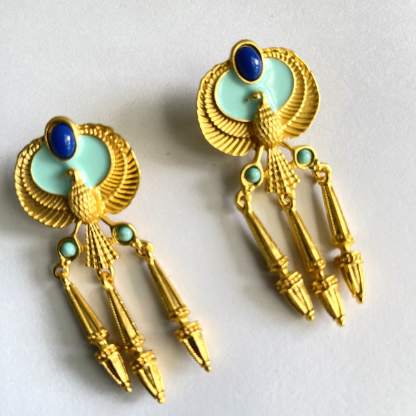 Egyptian Style Drop Earrings-Vintageonline-Vintage Online