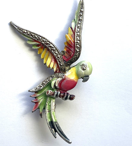 Enamel and Marcasite Vintage 50's Bird Brooch-Vintageonline-Vintage Online