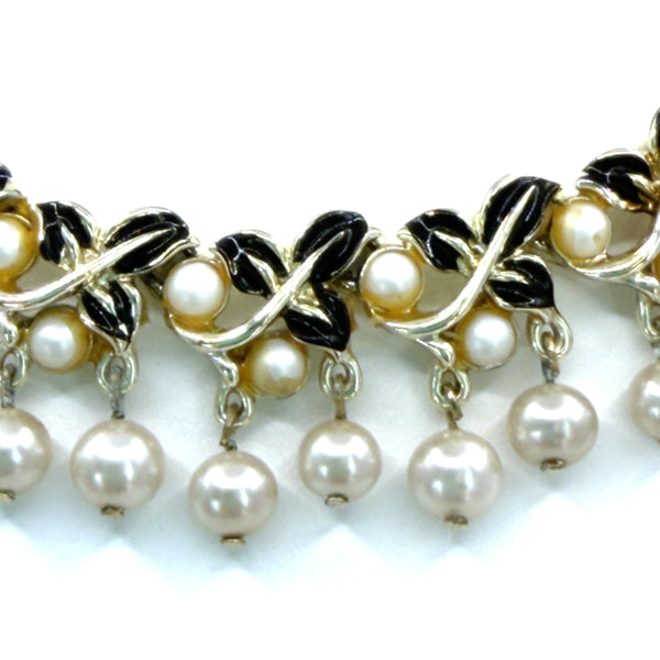 Enamel and Pearl Vintage 60's Necklace & Brooch-Vintageonline-Vintage Online