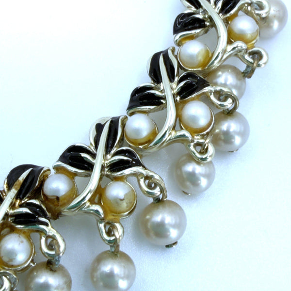Enamel and Pearl Vintage 60's Necklace & Brooch-Vintageonline-Vintage Online