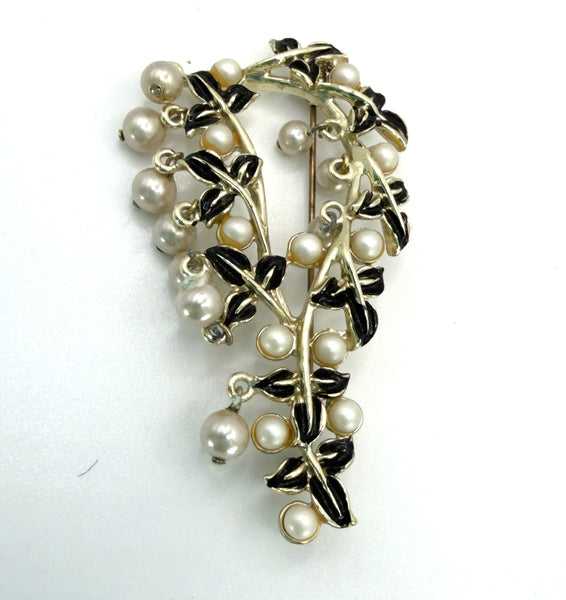 Enamel and Pearl Vintage 60's Necklace & Brooch-Vintageonline-Vintage Online