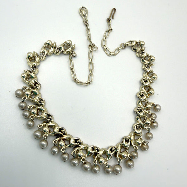 Enamel and Pearl Vintage 60's Necklace & Brooch-Vintageonline-Vintage Online