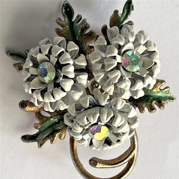 Enamelled AB Rhinestone 1950's Vintage Brooch-Vintageonline-Vintage Online