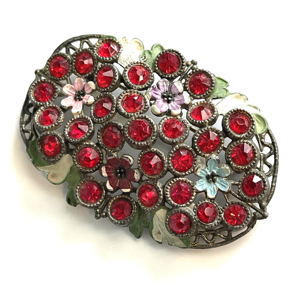 Enamelled Rhinestone Vintage 40's Brooch-Vintageonline.-Vintage Online
