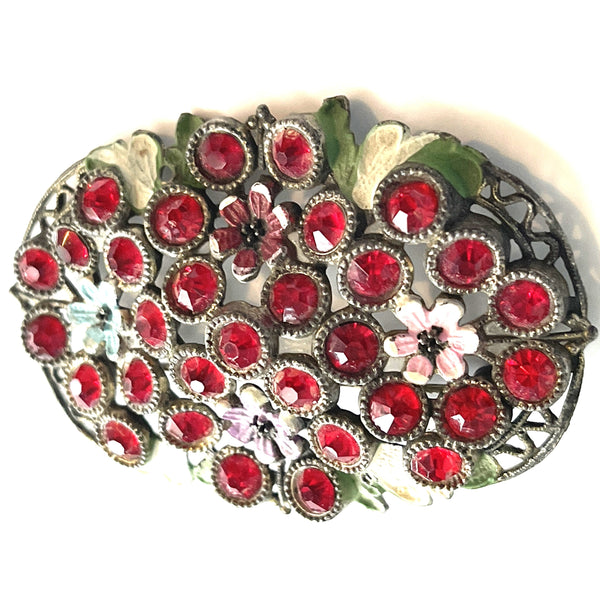 Enamelled Rhinestone Vintage 40's Brooch-Vintageonline.-Vintage Online
