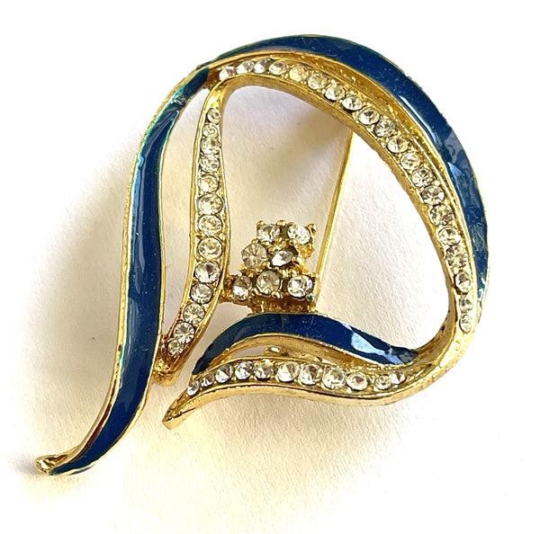 Enamelled Rhinestone Vintage Brooch-Vintageonline-Vintage Online