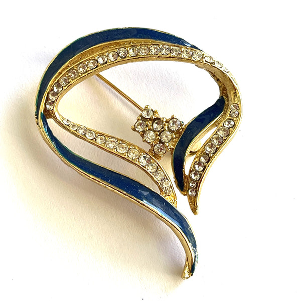 Enamelled Rhinestone Vintage Brooch-Vintageonline-Vintage Online