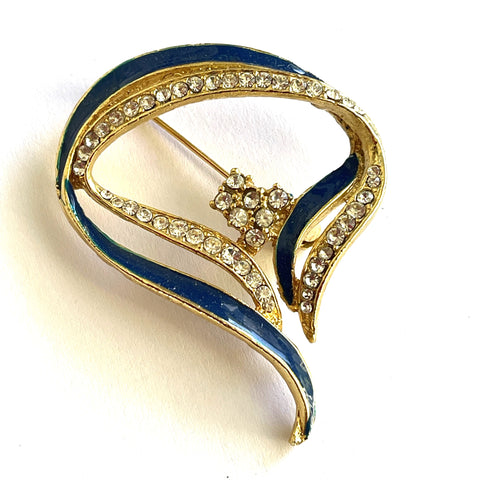 Enamelled Rhinestone Vintage Brooch-Vintageonline-Vintage Online