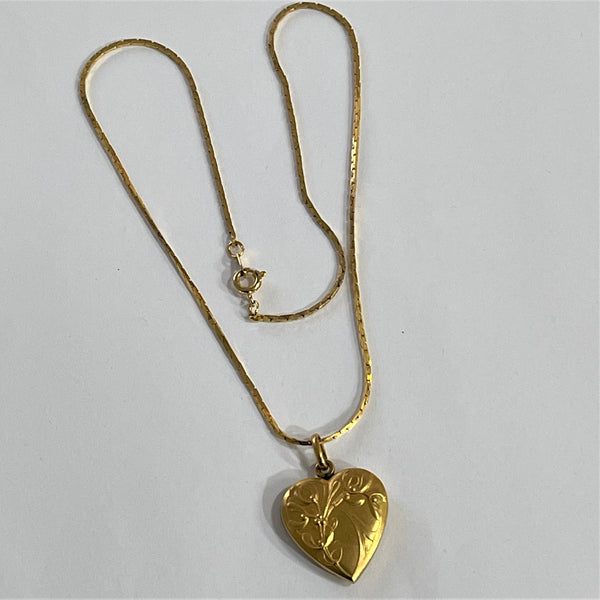 Engraved heart Pendant-Vintageonline-Vintage Online