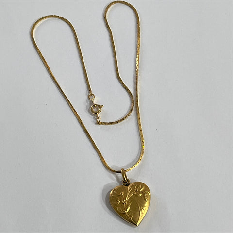 Engraved heart Pendant-Vintageonline-Vintage Online