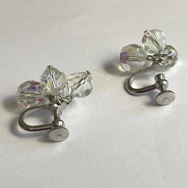 Faceted Double Strand 50's Vintage Crystal Bead Necklace & Earrings-Vintageonline-Vintage Online