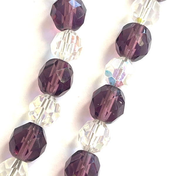 Faceted Purple & Clear Crystal Necklace-Vintageonline-Vintage Online