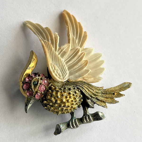 Fantasy Resin Mid Century Bird Brooch-Vintageonline-Vintage Online