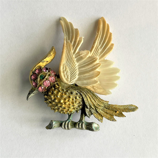 Fantasy Resin Mid Century Bird Brooch-Vintageonline-Vintage Online