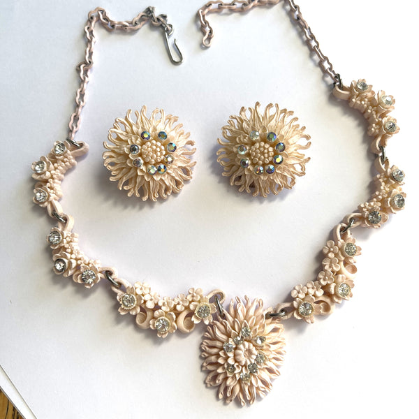 Feather Lite 1950's Vintage Necklace & Earrings-Featherweight-Vintage Online