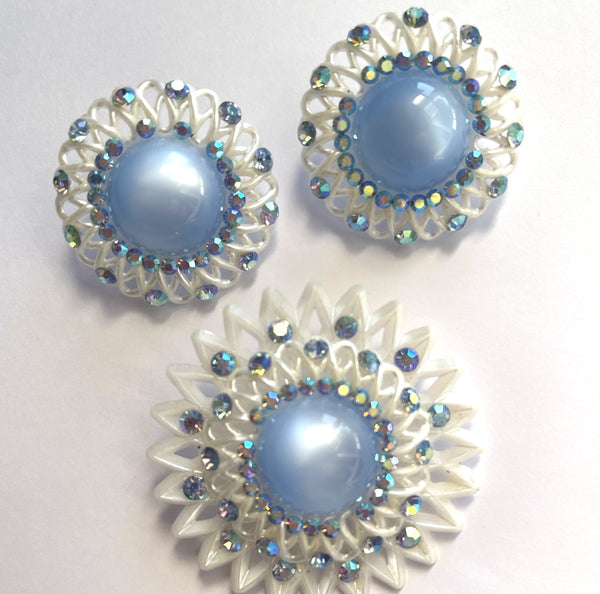 Feather lite 1950's Brooch and Earrings-Vintageonline-Vintage Online