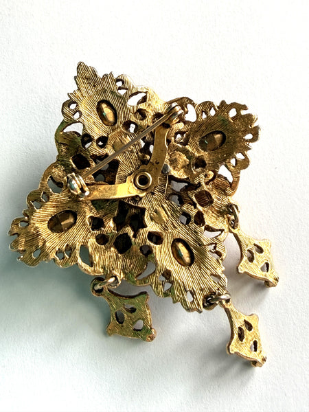 Filigree Green Stone Vintage Brooch-Vintageonline-Vintage Online